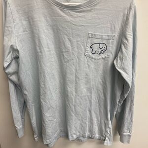 ivory ella light blue tee with elephant logo